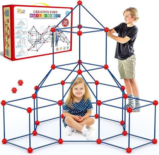 Fort Building Kit for Kids,STEM Construction Toys, Educational Gift for 4 5 6 7 8 9 10 11 12 Years Old Boys and Girls,Ultimate Creative Set for Indoor & Outdoors Activity,200 Pcs,Original