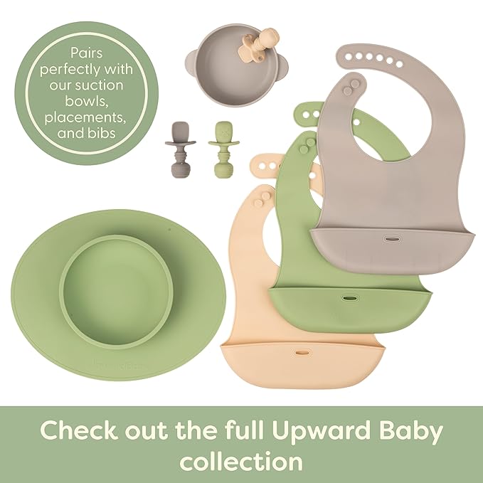 UpwardBaby Baby Spoons Self-Feeding with Anti-Choke Barrier - BPA-Free Silicone Utensils for Baby-Led Weaning & First-Stage Infant Spoons - 6+ Months and Toddler Friendly (3 Pack)