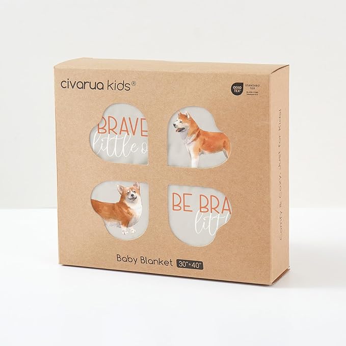 Baby Blanket for Boys and Girls - Soft Nursery Minky Blankets for Newborn, Printed Bed Blanket with Double Layer Dotted Backing for Baby Crib Stroller, 30 x 40 Inch, Cute Puppy