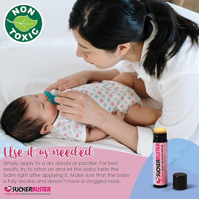 SUCKERBUSTER Baby Breastfeeding Weaning Balm Stick - 10oz, Organic Nipple Cream in Balm Stick - Postpartum Essentials, Stop Breastfeeding Essentials