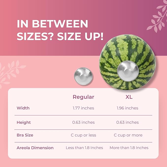 SILVERETTE The Original Silver Nursing Cups, Nipple Covers for Breastfeeding Essentials, Pure 925 Silver Nipple Shields for Breastfeeding Newborn, XL Size with O-Feel Silicone Rings