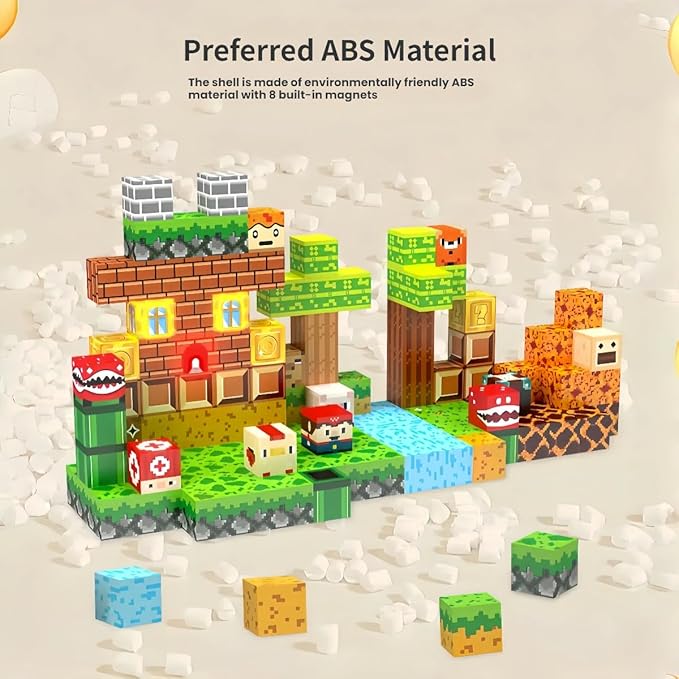 137 Pcs Magnetic Building Blocks, Enhance STEM Learning,Creative Play & Logical Thinking,Durable&Vibrant Color with Light Up Blocks,Ideal for Classroom&Screen-Free Entertainment (Wonderful Adventure)