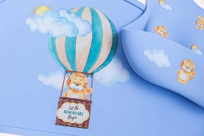 Silicone Baby Bib and Mat | Boys Girls Babies & Toddlers | Waterproof, Adjustable, BPA Free