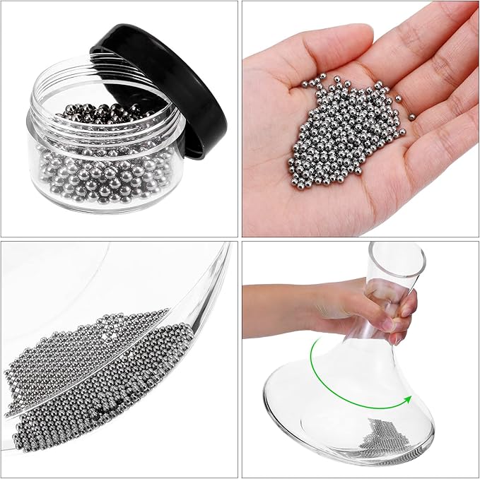 3 Pieces Decanter Cleaning Brush Flexible Bottle Scourer and 400 Pieces Reusable Decanter Cleaning Beads Household Tools for Wine Decanters Goblets Glasses Cups (Black Handle)