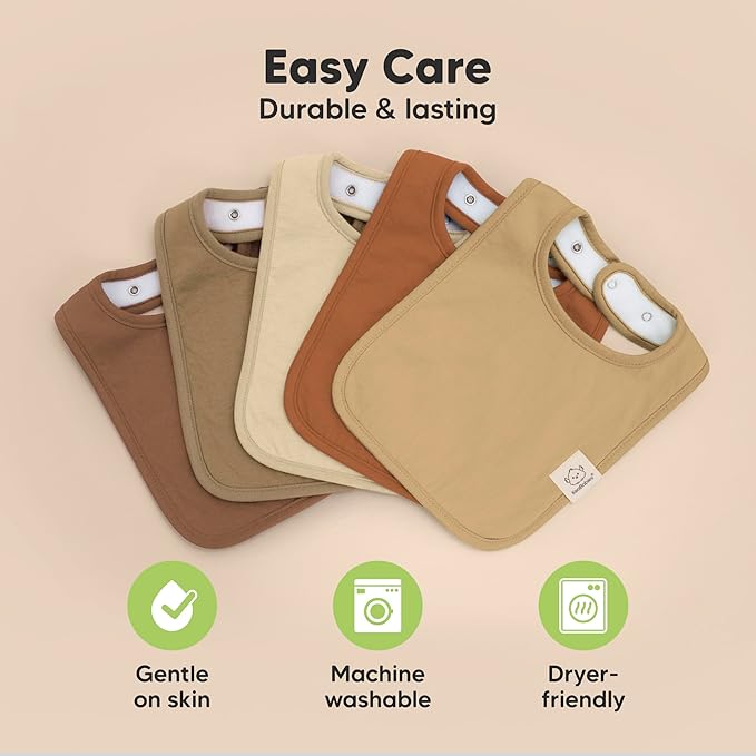 KeaBabies 8-Pack Organic Baby Bibs for Boys, Girls - Super Absorbent Cotton Drool Bibs for Baby Girl & Boy, Teething Toddler, Drooling Newborn, Ultra Soft & Machine Washable (Terracotta)