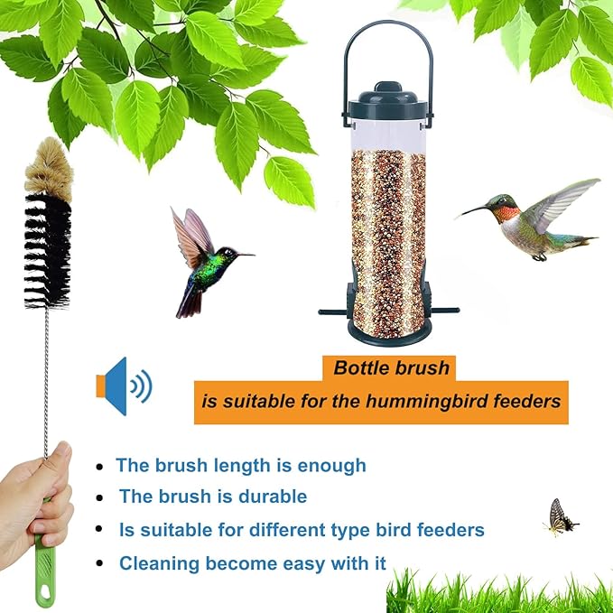 16" Water Bottle Brush for Cleaning, Dokpod Long Handle Bottle Cleaner Brush, Narrow Bottles Scrubber Brushes, Hummingbird Feeder Cleaning Brushes, Cup Cleaner Brushes, for Meat Grinder, for Pipe