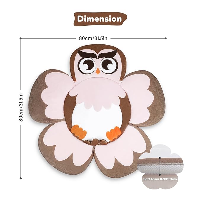 Baby Bath Pad for Infant Bathtub Sink, Non-Slip Flower Bathtub for Infants 0-6 Months, Soft Baby Sink Bath Cushion for Babies Bath Time, Newborns Bath Essentials Must Haves-Owl