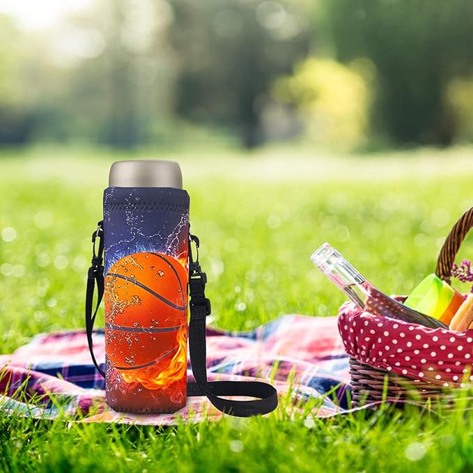 RICHEN Neoprene Water Bottle Carrier Bag with Adjustable Shoulder Strap,Insulated Water Bottle Cover for Stainless Steel/Glass/Plastic Bottles