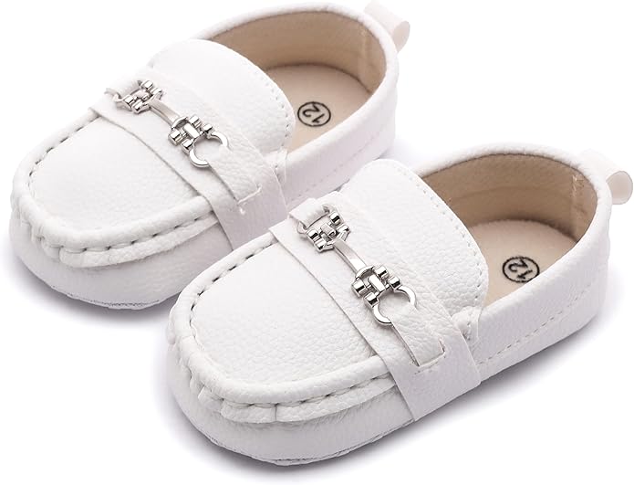 LONSOEN Baby Girls Boys Loafers Prewalker Dress Crib Shoes