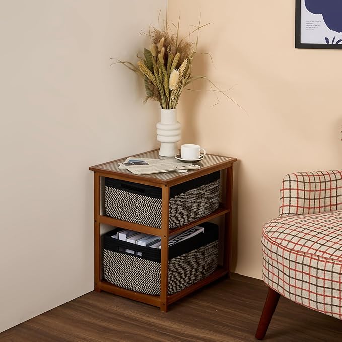 Large Storage Baskets for Shelves, Closet Organizers Bins for Clothes Blanket Towels, Baby Nursery, Toy Baskets Box, Woven Rope Baskets, 17 x 13 x 7.5”, 3 Packs Woven Brown