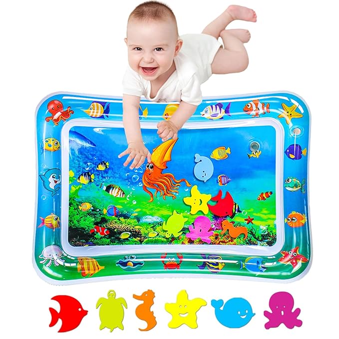 ZHUYNXIR Water Play mat, Water mat Baby, Inflatable Play Mat Water mat Baby Toys, Fun Early Development Activity Play Center for Newborn (27.5 x 20 in)