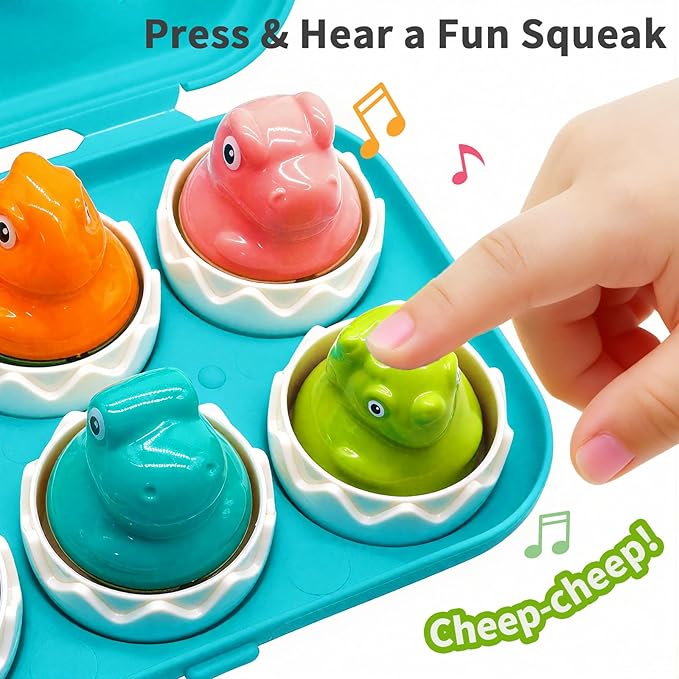 Dinosaur Egg Toys for Toddlers 1-3, Dino Matching Eggs Color Sorting Sensory Educational Learning Fine Motor Skills Shape Sorter Baby Puzzle Travel Game Montessori 1st Birthday Gifts Boy Kid