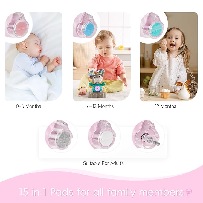 Baby Nail Trimmer Electric, 15 in 1 Baby Nail Clippers for Gentle Nail Care, Rechargeable Baby Nail File Electric with Light &15 Grinding Pads for Infant Toddler, Pink