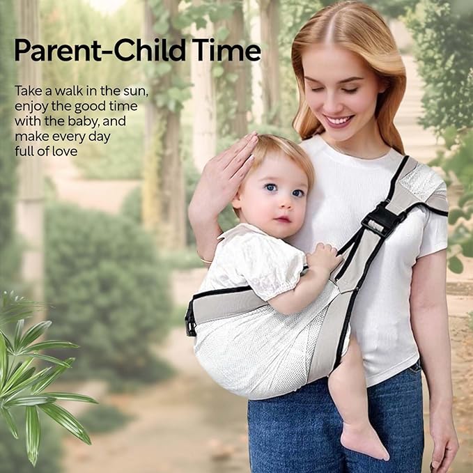 Baby Mesh Sling Carrier Toddler Carrier for Boys & Girls, Lightweight Breathable Summer Baby Wrap, Adjustable & Non-Slip Half Wrapped Baby Carrier (Mesh-Gray)