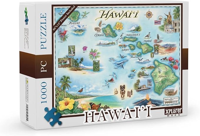 Hawai'i State Map Cardboard Jigsaw Puzzle - 1000 Pieces