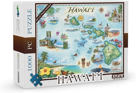 Hawai'i State Map Cardboard Jigsaw Puzzle - 1000 Pieces