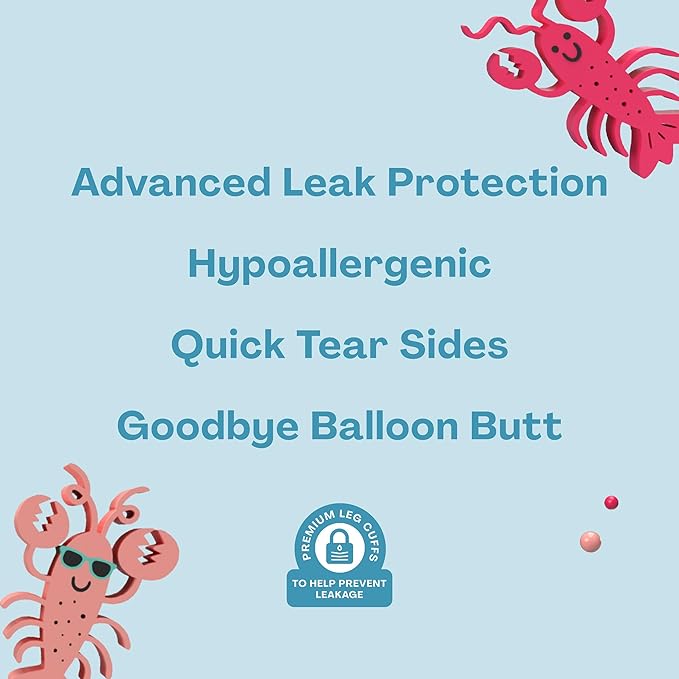 Hello Bello Premium Swim Diapers, Size S (16-28 lbs), Cute Extra-Bright Lobster Designs, 20 Count Jumbo Pack