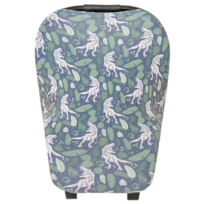 Copper Pearl Baby Car Seat Cover Canopy and Nursing Cover Multi-Use Stretchy 5 in 1 Gift 'Jurassic Park' - One Size