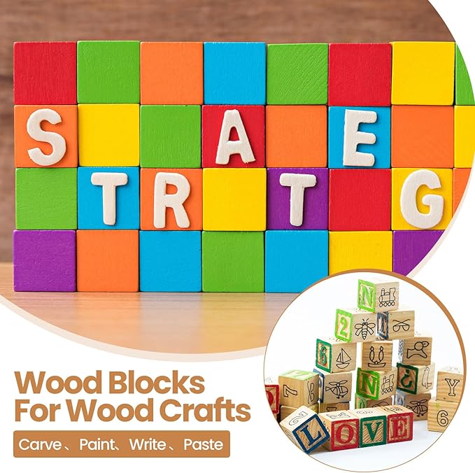 40 Pcs 2 Inch Unfinished Wooden Blocks for Crafts, Blank Natural Wooden Cubes Wood Square Blocks for Paint Stamp Decorate DIY Projects Personalised Gifts Crafts Making Baby Shower Christmas Decoration