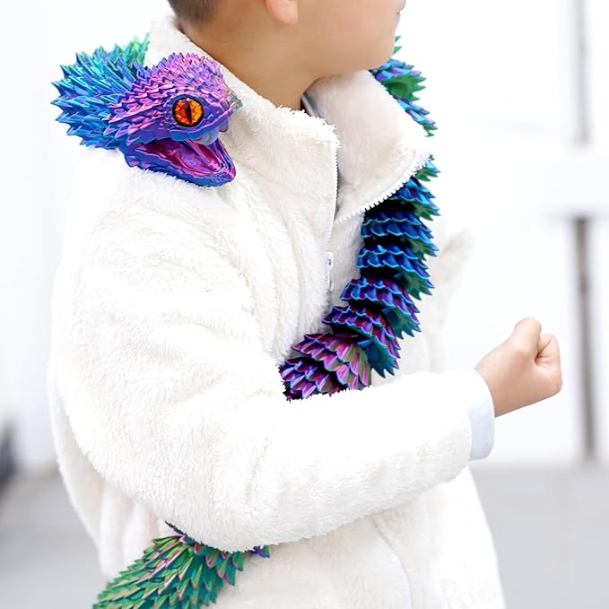 47.5inch Super Large 3D Printed Snake Models,Movable Teeth,Flexible Joint Animal lacertid Figurines, Stress Relief, Fidget restlessness, ADHD Toys, Surprise Fantasy Gifts (RGB/47.5inch)