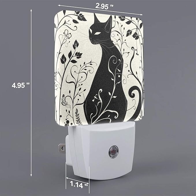 Led Night Light, Black Cat Decorative Plug in Nightlights,with Smart Auto Dusk to Dawn Night Light for Bedroom, Kitchen, Nursery, Bathroom