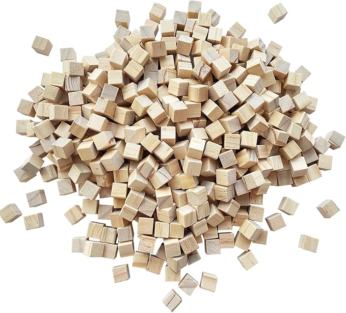500 Pcs Unfinished Wood Cubes,1 cm Wooden Blocks for Crafting,Small Wood Cubes for Crafts Making & DIY Projects & Decor