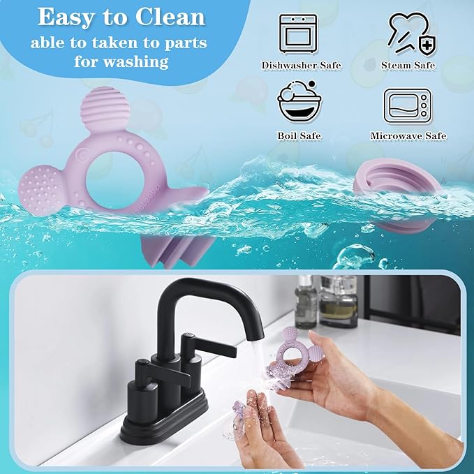 Baby Fruit Feeder, Frozen Teething Toys for Babies, Teether Pacifier with 3 Extra Teats, Eating Essentials, BPA Free Baby Feeding Supplies (Lavender)