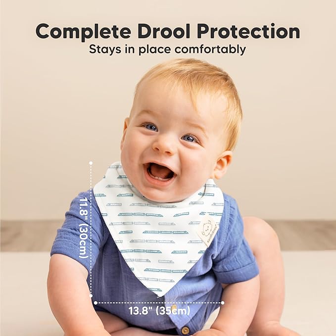 8-Pack Organic Baby Bandana Bibs for Boys, Girls - Super Absorbent Triangle Baby Bibs for Drooling and Teething Infant, 100% Cotton Extra Soft for Newborn, Infant 0-36 Months (Vessels)