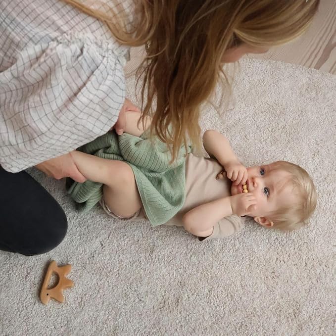 Knitted Organic Cotton Baby Blanket- Swaddle Blanket, 30" x 40" Soft Receiving Blanket for Newborn (Roman Green)