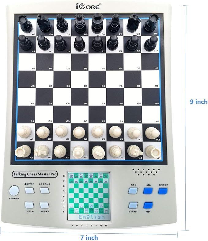 iCore Electronic Chess Set, Talking Chess Master Pro, 30 Skill Levels and 14 Brain Games, 1 or 2-Player Modes for All Ages