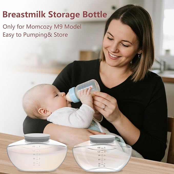 1pc Breast Pump Milk Collector with Silicone Lip Compatible with Momcozy Upgraded Mobile Flow M9, Upgraded M9 Breastmilk Container, Easy to Storage and Carry, Not Mom Cozy Original Parts