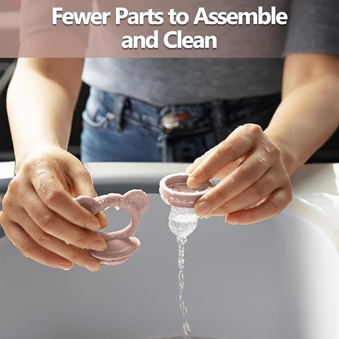 2 Pack Silicone Baby Food Feeders + Mini Freezer Tray for 6 Months+ Infant Solid Food Safe Self Feeding, BPA Free Breastmilk Popsicle Teether Set for Soothe Teething, Christmas Idea Gift (Blue+Pink)