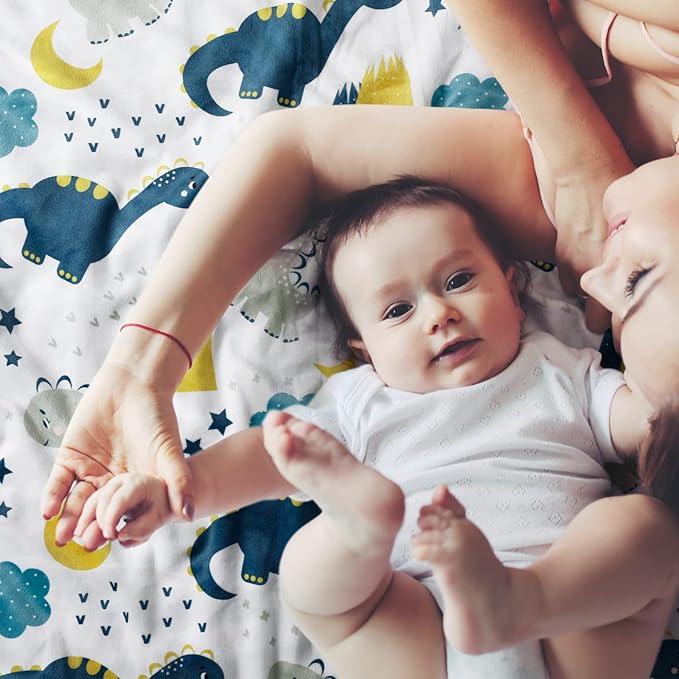 Baby Blankets for Boys, Dinosaur Super Soft Nursery Minky Blanket for Newborn Baby, Double Layer with Dotted Backing, Essentials Receiving Bed Throw Blanket Stroller Crib Shower Gifts, 30 x 40 Inch