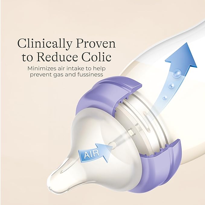 Lansinoh NaturalWave Newborn Gift Set – 3 Anti‑Colic 5 oz Bottles with S‑Flow Nipples + 3 Breastfeeding 8 oz Bottles with M‑Flow Nipples (6 Pack)