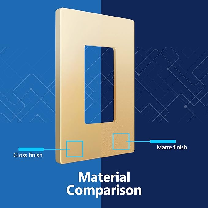 LIDER Matte Finish Decorator Switch Cover, Screwless Wall Plate, Mid-Size 1-Gang 4.88" x 3.11", Unbreakable Polycarbonate Thermoplastic, UL Listed, LSWP-31M-GD, Gold