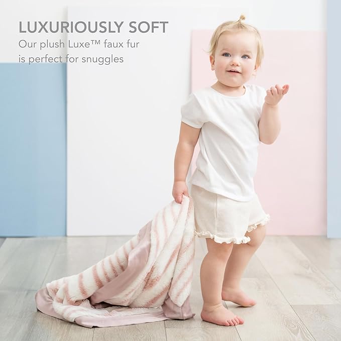 Little Giraffe Luxe Baby Blanket – 29x35” Satin Trim, Strand Dusty Pink | Ultra-Soft, Hypoallergenic Stroller & Nursery Blanket | Perfect for Newborns & Toddlers