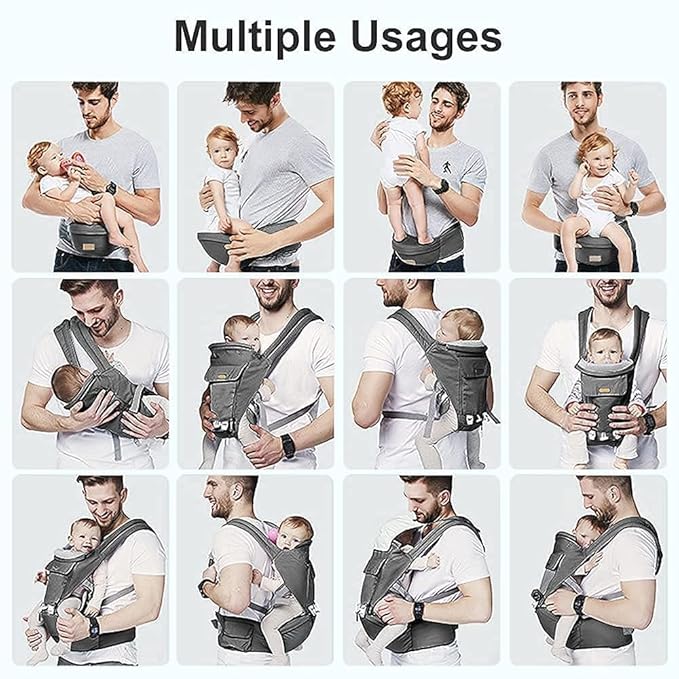 Baby Carrier Newborn to Toddler - Multifunctional 6-in-1 Ergonomic All Positions Baby Carrier with Hip Seat, Face-in & Face-Out Front and Back Carry Holder Backpack for Infant Child Toddler 7-40 lbs