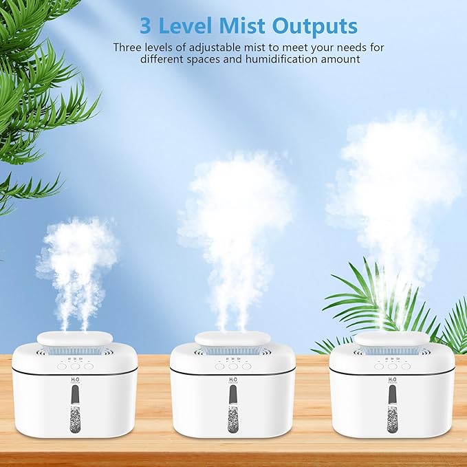 SZO Humidifiers for Bedroom, 2.5L Capacity, Auto Shut-Off, Easy to Fill & Clean, 16 dB Quiet Ultrasonic Humidifier for Large Room, Plants, Baby Nursery, Indoor, Night Light