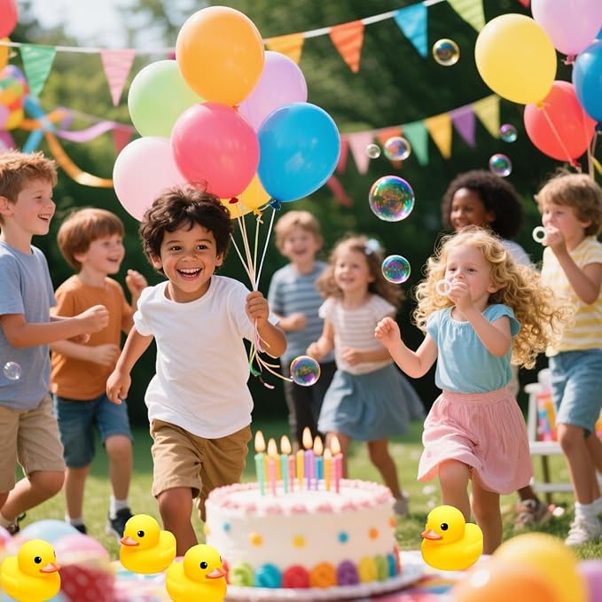 Yellow Rubber Ducks(No Bebe Noise), Without Holes Bath Toys - Floating Waterproof Duckies Gift for Baby Showers, Infants, Kids & Toddlers, Party Decorations, 2 inches (10 pcs)