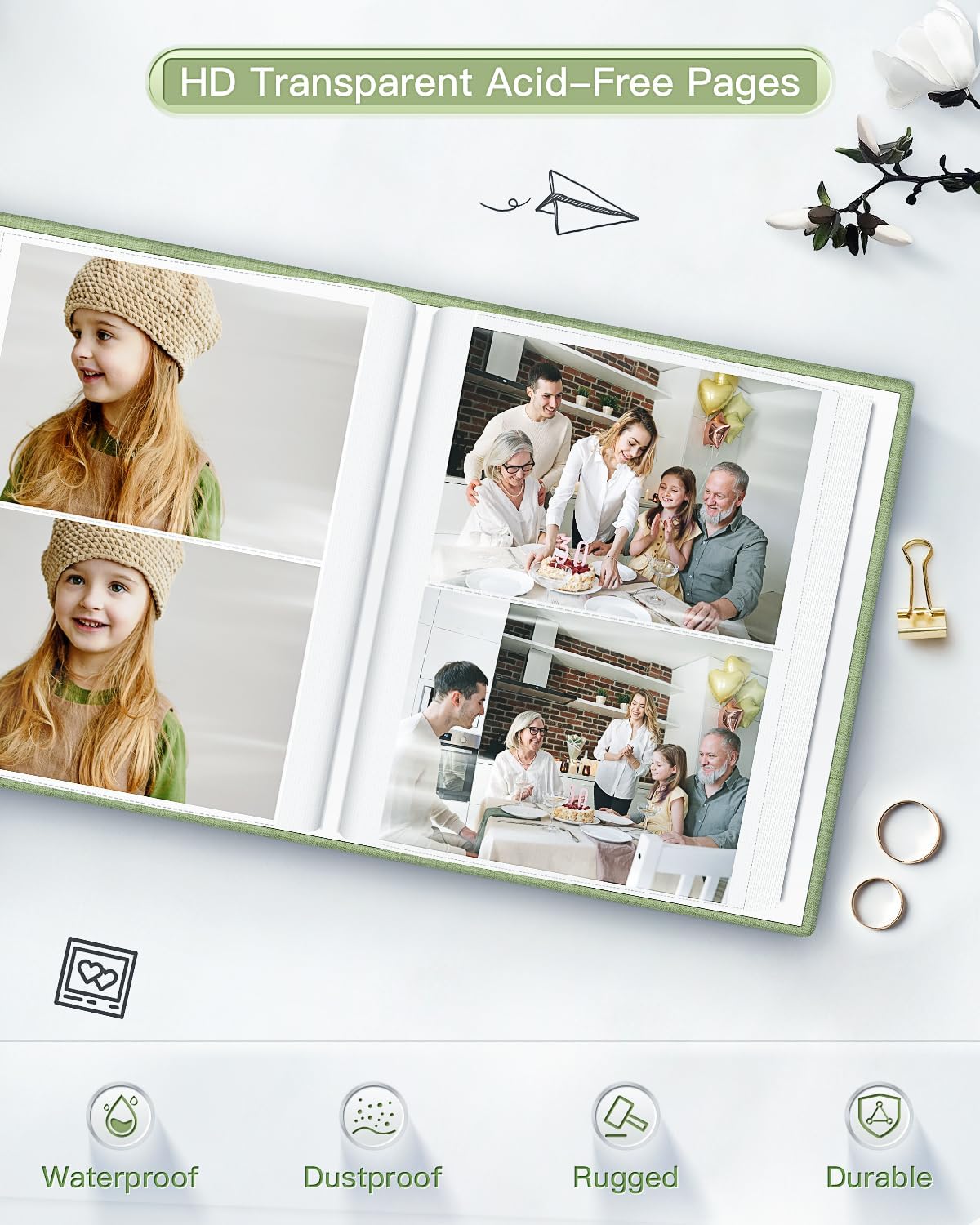 popotop Photo Album 4x6-200 Photos Photo Books with 200 Horizontal Pockets,Linen Cover Albums for Family Wedding Anniversary Baby Vacation Pictures