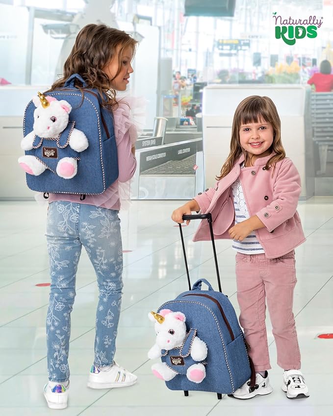 Toddler Luggage for Girls w Unicorn Toys, Kids Rolling Backpack for Girls, Toddler Suitcase, Gifts for 3 4 5 6 Year Old