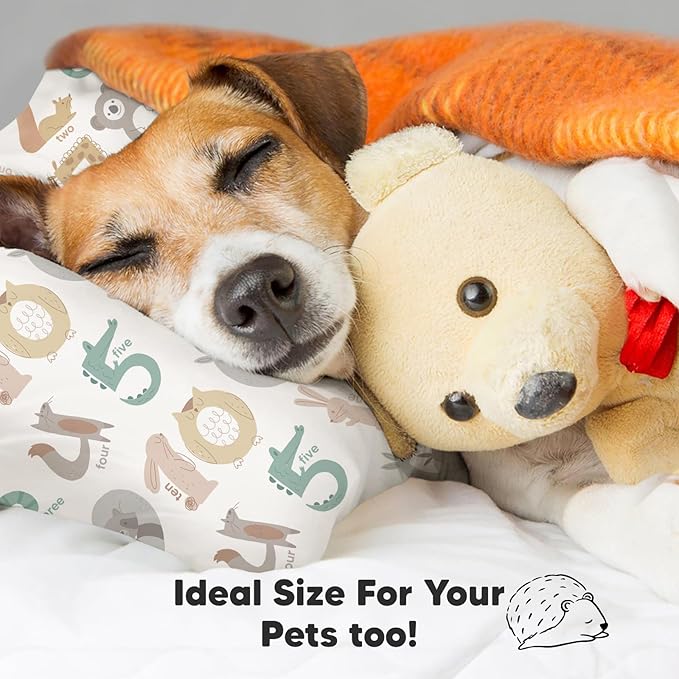 Toddler Pillow with Pillowcase - 13x18 My Little Dreamy Kids Travel Bed Pillows for Sleeping, Organic Cotton Small Pillowcase, Soft & Breathable, Machine Washable, Toddlers 2-5 Years Old (Wild Count)