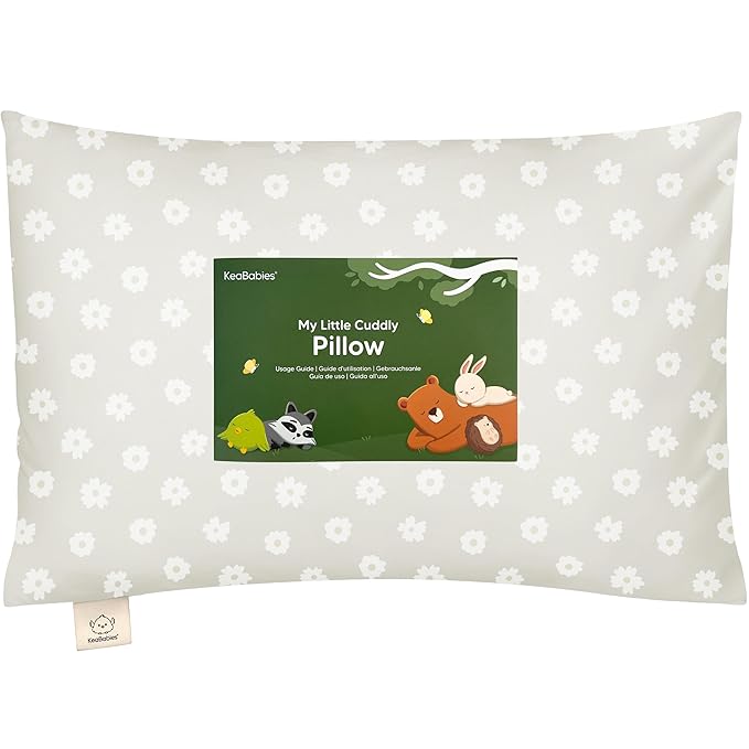 Toddler Pillow with Pillowcase - 13x18 My Little Cuddly Pillow, Viscose Derived From Bamboo Nursery Toddler Pillows for Sleeping,Kids Pillow,Small Travel Pillows,Mini Toddler Bed Pillow (Meadow)