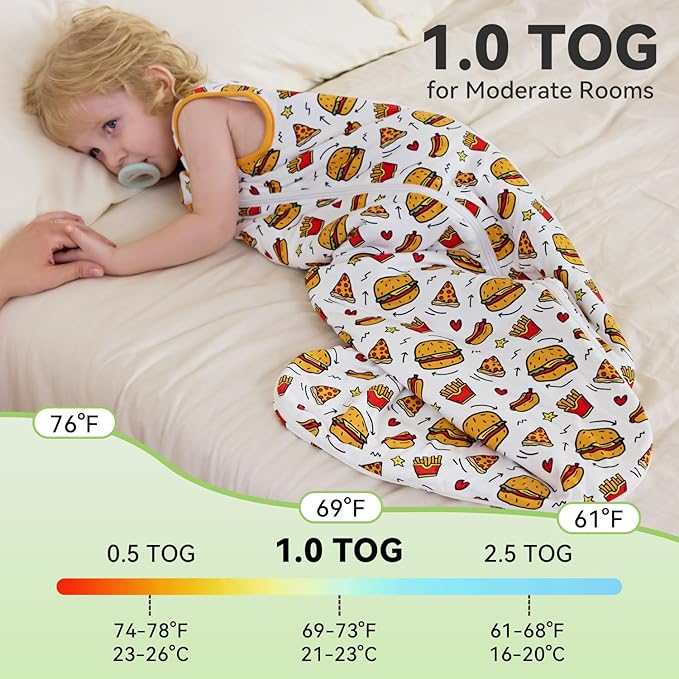 Bamboo Viscose Sleep Sack for Babies and Toddlers 1.0 Tog Wearable Blanket 2-Way Zipper Baby Shower Gifts