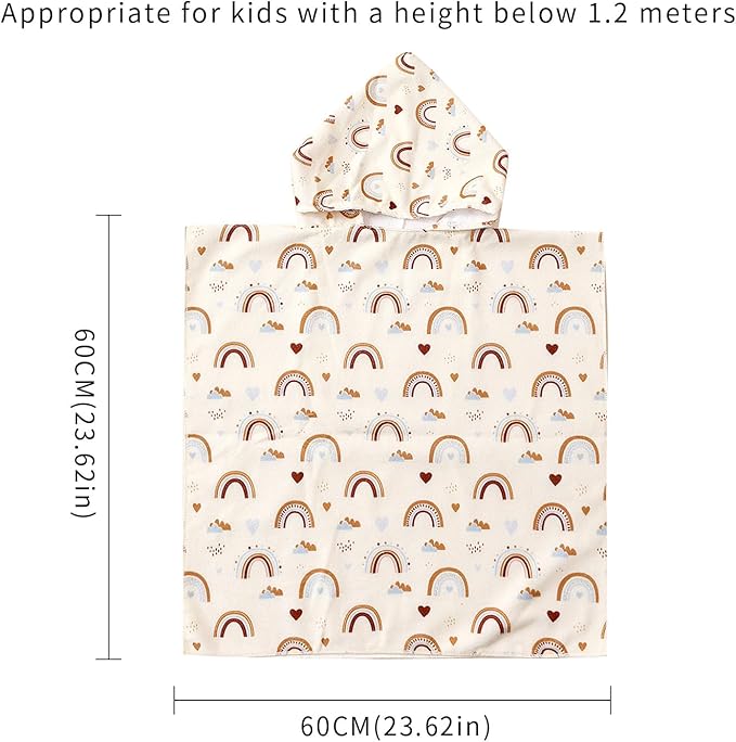 Toddler & Kids Hooded Bath & Beach Towel - Microfiber Wearable Poncho for Bathroom, Pool, Beach