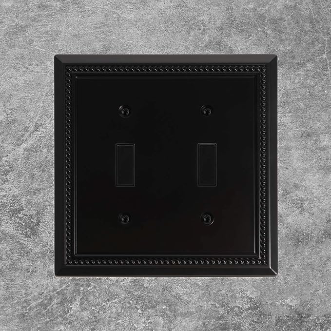Henne Bery Sunken Pearls Heavy Duty Decorative Wall Plate Switch Plate Outlet Cover (Double Toggle, Matte Black)