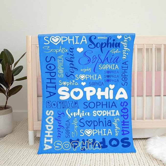Artsadd Custom Baby Blankets for Girls & Boys with Name, Personalized Name Blankets for Adults & Kids - Ideal for Christmas, Birthday, Infant to Toddler - Customized for Daughter, Son & Newborn