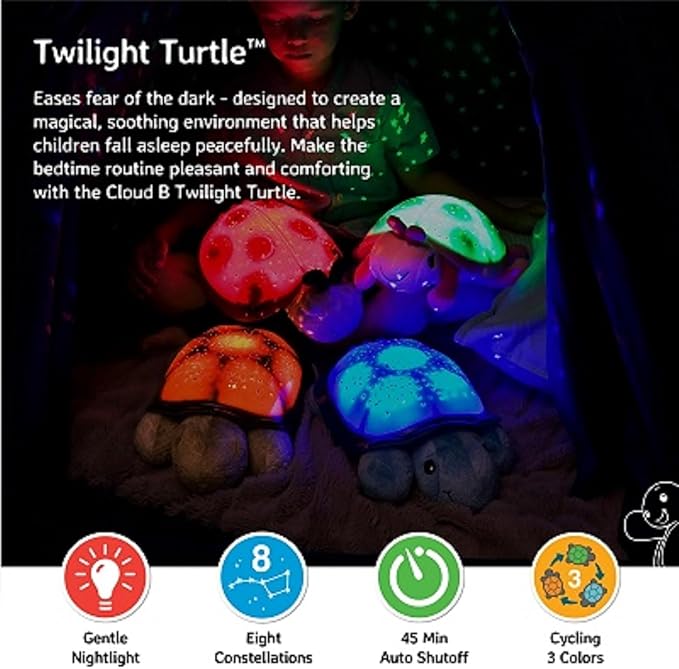 Cloud b Calming Nightlight Star Projector | Gentle Brightness | 3 Colors | 8 Constellations | Auto-Shutoff | Twilight Turtle Green