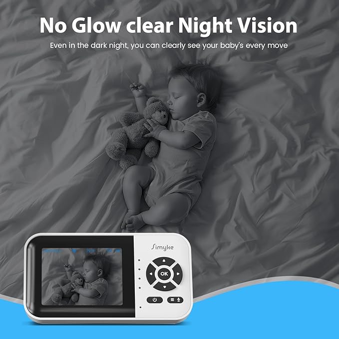 Smart Video Baby Monitor,2.8" Display & 1080p Camera,WiFi/No WiFi Modes,Cry Detection,2-Way Audio Talk,VOX/ECO,Feeding Timer,Temperature Sensor,Night Vision,8 Lullabies, Supports 4 Cameras