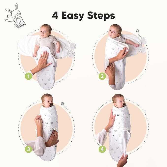 KeaBabies 3-Pack Organic Baby Swaddle Sleep Sacks - Swaddles for Newborns, Infant 3-6 Months, Baby Girls, Boys, Soft & Snug Newborn Sleep Sack, Nursery Swaddling Blankets (Nordic, L)